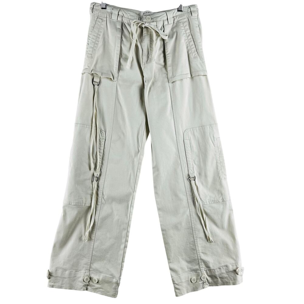 Bohme Savannah Cargo Pants Womens S Cream Wide Leg Drawstring Parachute